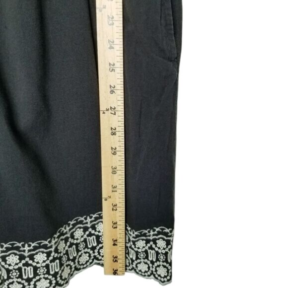 Black Old Navy Embroidered Ruffle Sleeve Cotton Rayon‎ Dress L Pockets Cottage - Picture 7 of 10